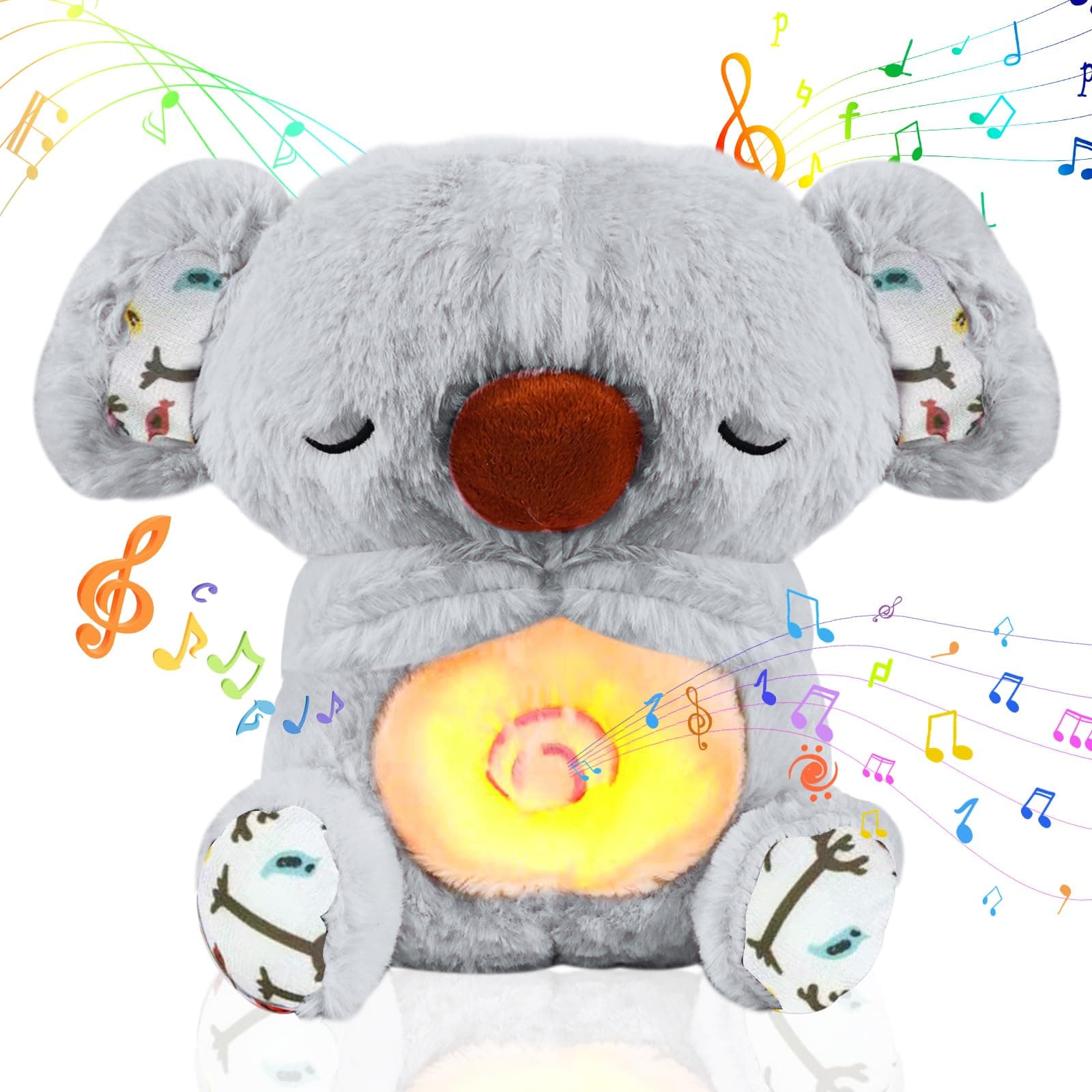 Loutre Qui RespireBonne Nuit Peluche pour Filles et Garçons (Gris) avec Lumières Musicales et Battements de Coeur  
Lout