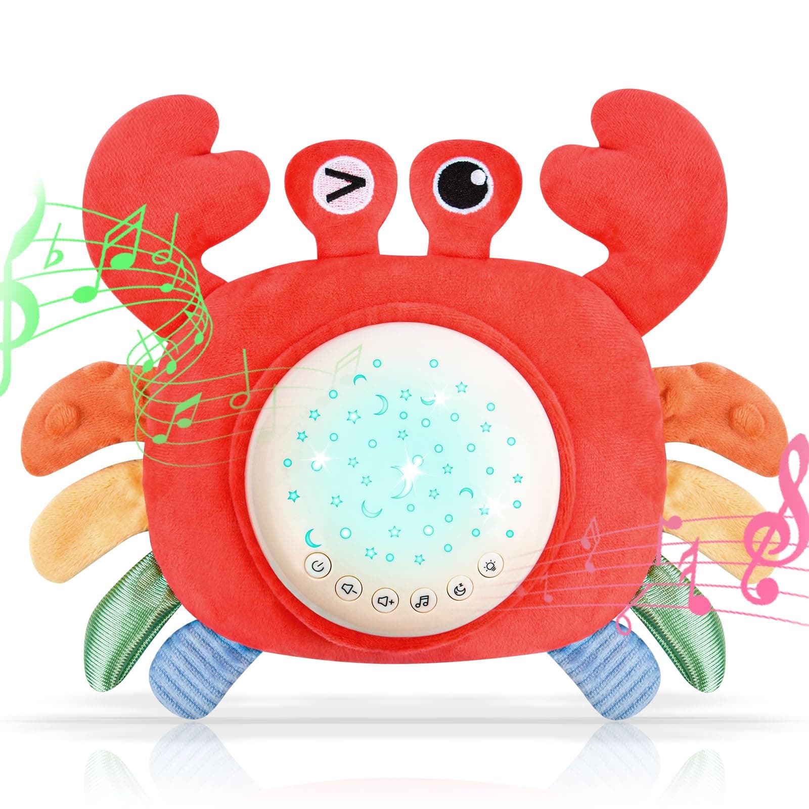 Peluche Apaisante Aolso Bébé Rechargeable Bruits Blancs Veilleuse Lumineuse Crabe pour Nourrisson Dormir Cadeau de Naiss