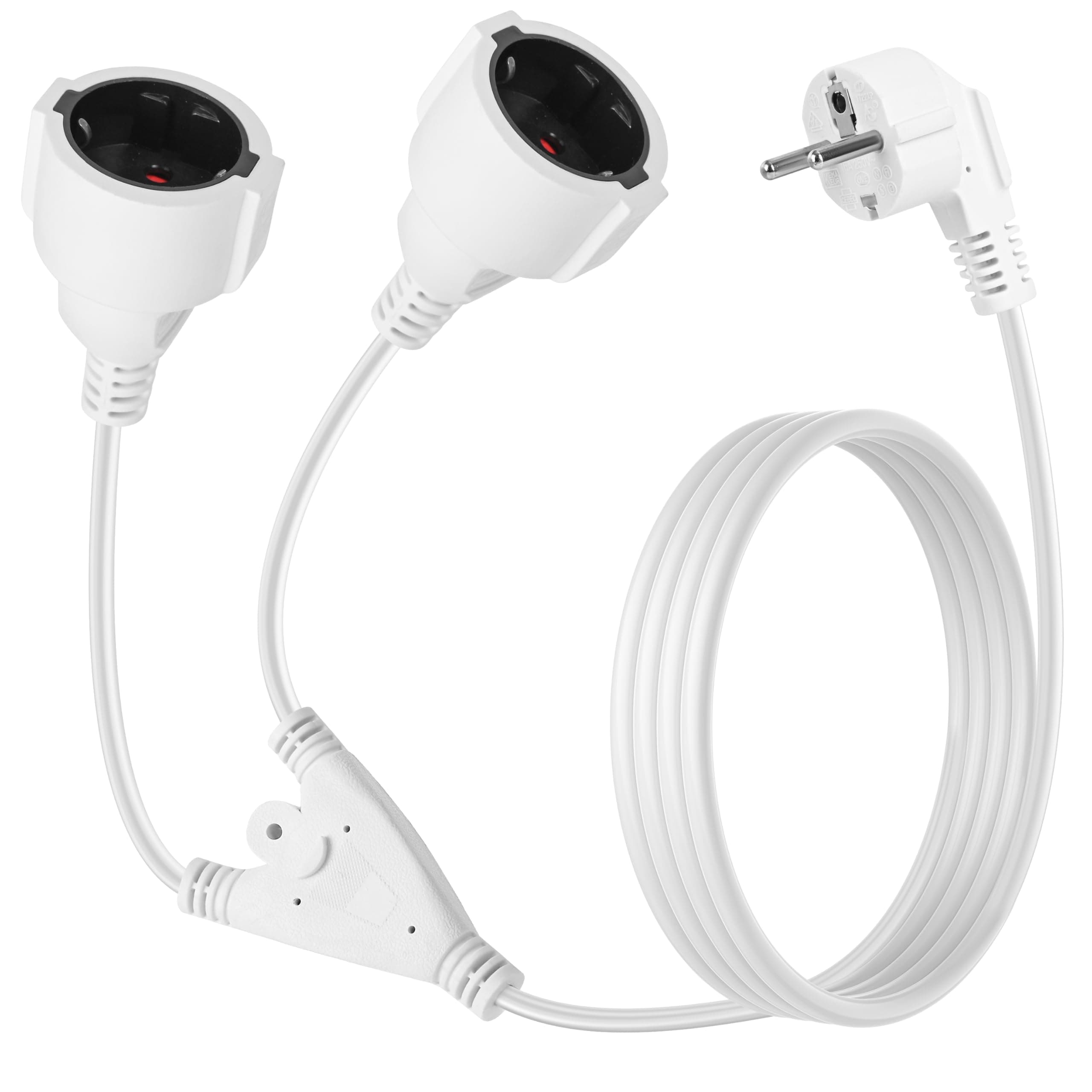 Rallonge Schuko 16A 250V Blanc pour Maison Bureau Travail