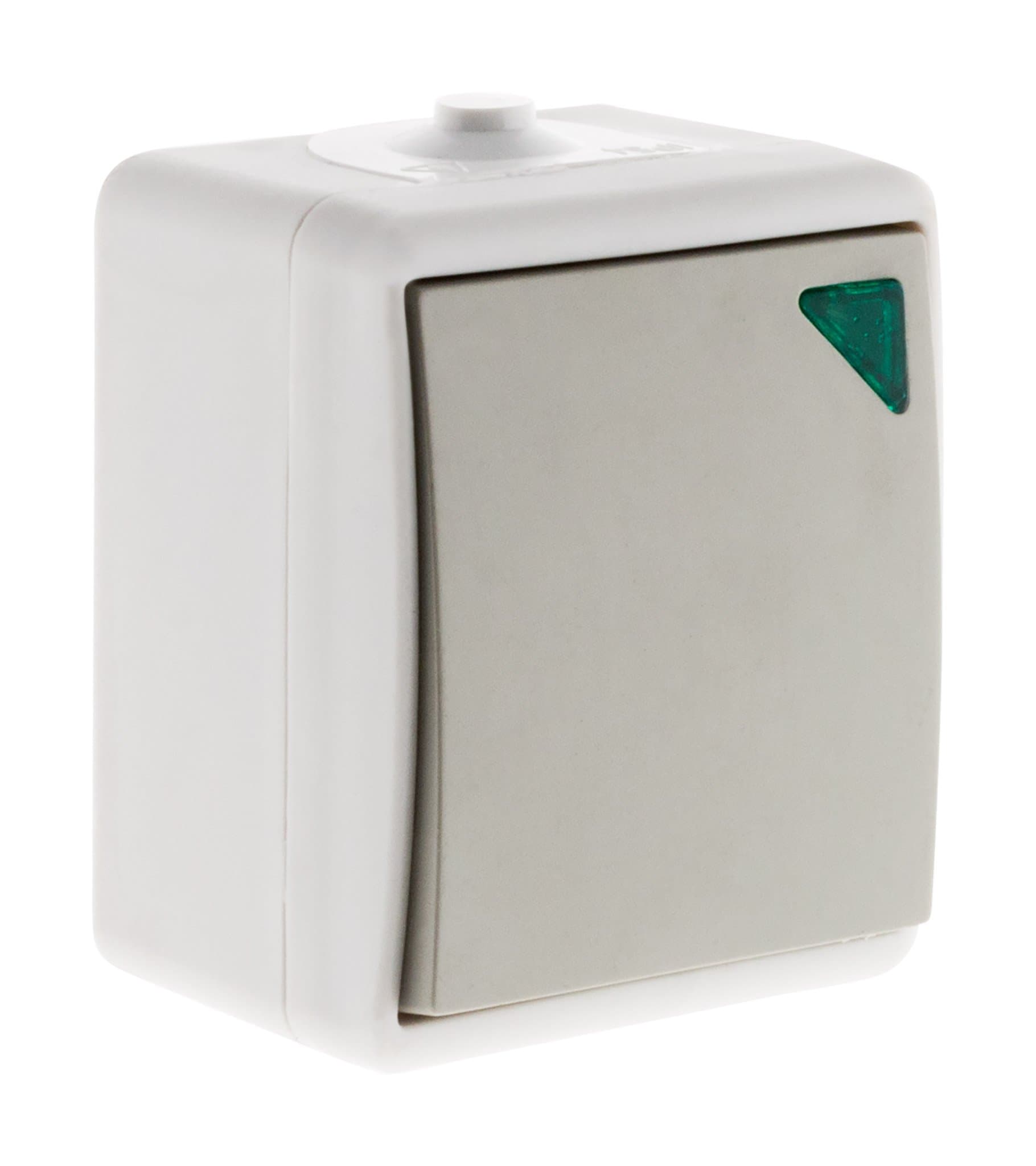 Zenitech Va et vient à voyant IP54 gris clair pour extérieur chaud et froid