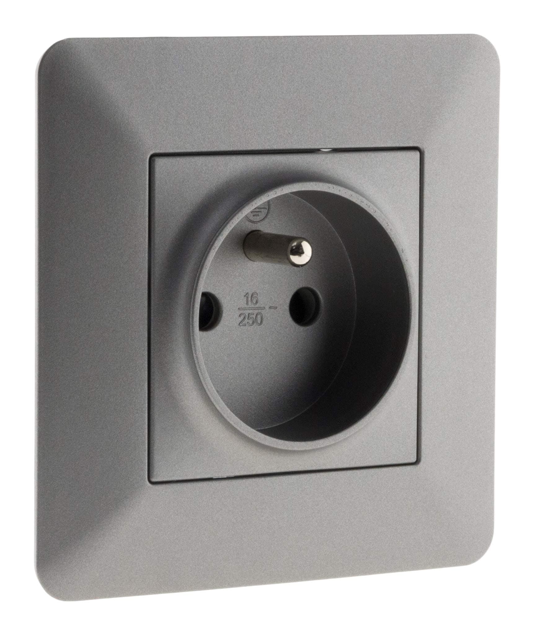 Prise 2P+T 16A Titanium Artezo - Haute qualité - Meilleure sécurité - Design élégant - Haut débit - Idéal pour la cuisin