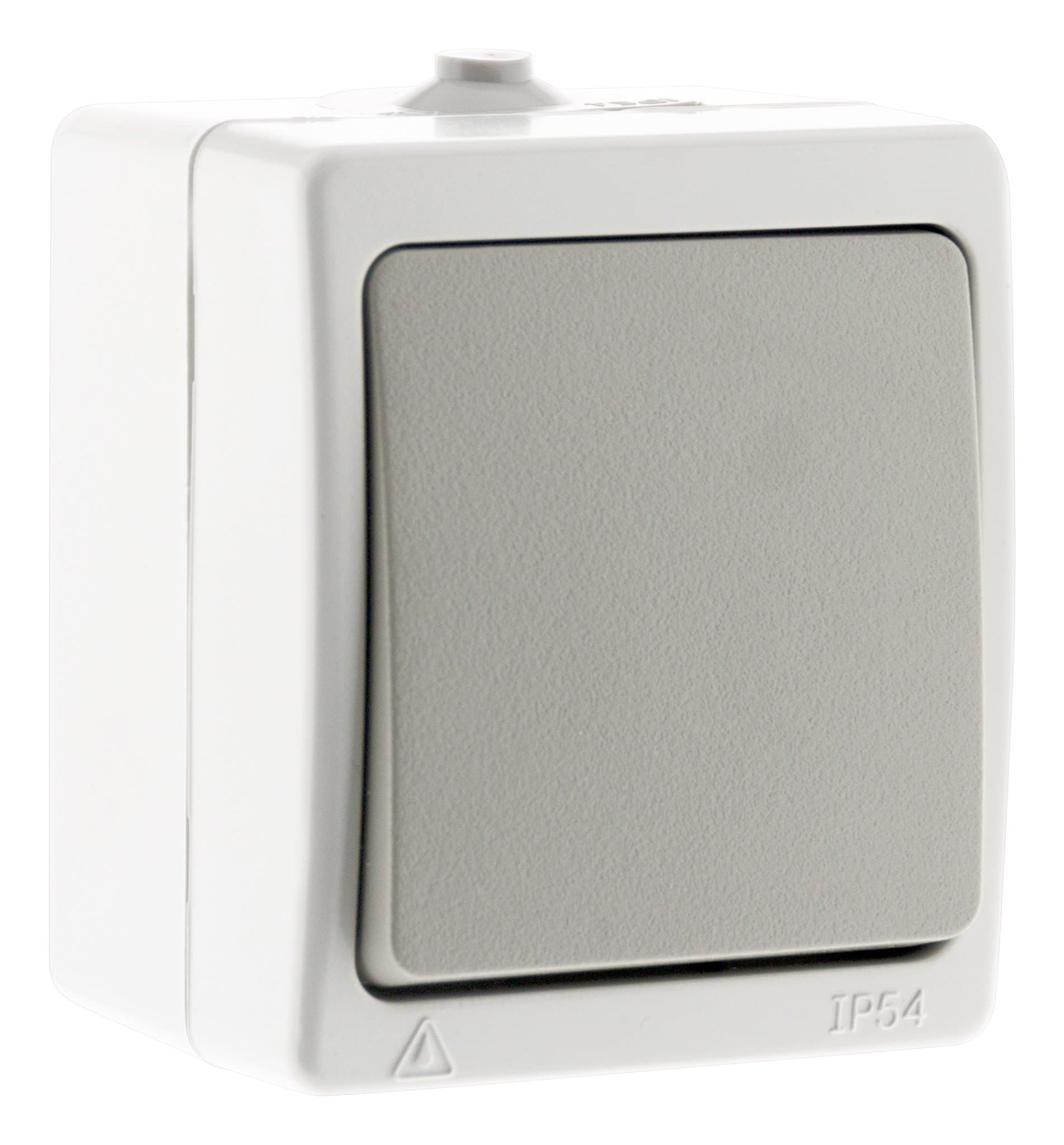 Zenitech Interrupteur à va et vient simple IP54 Akya Gris Clair pour salle de bain et cuisine