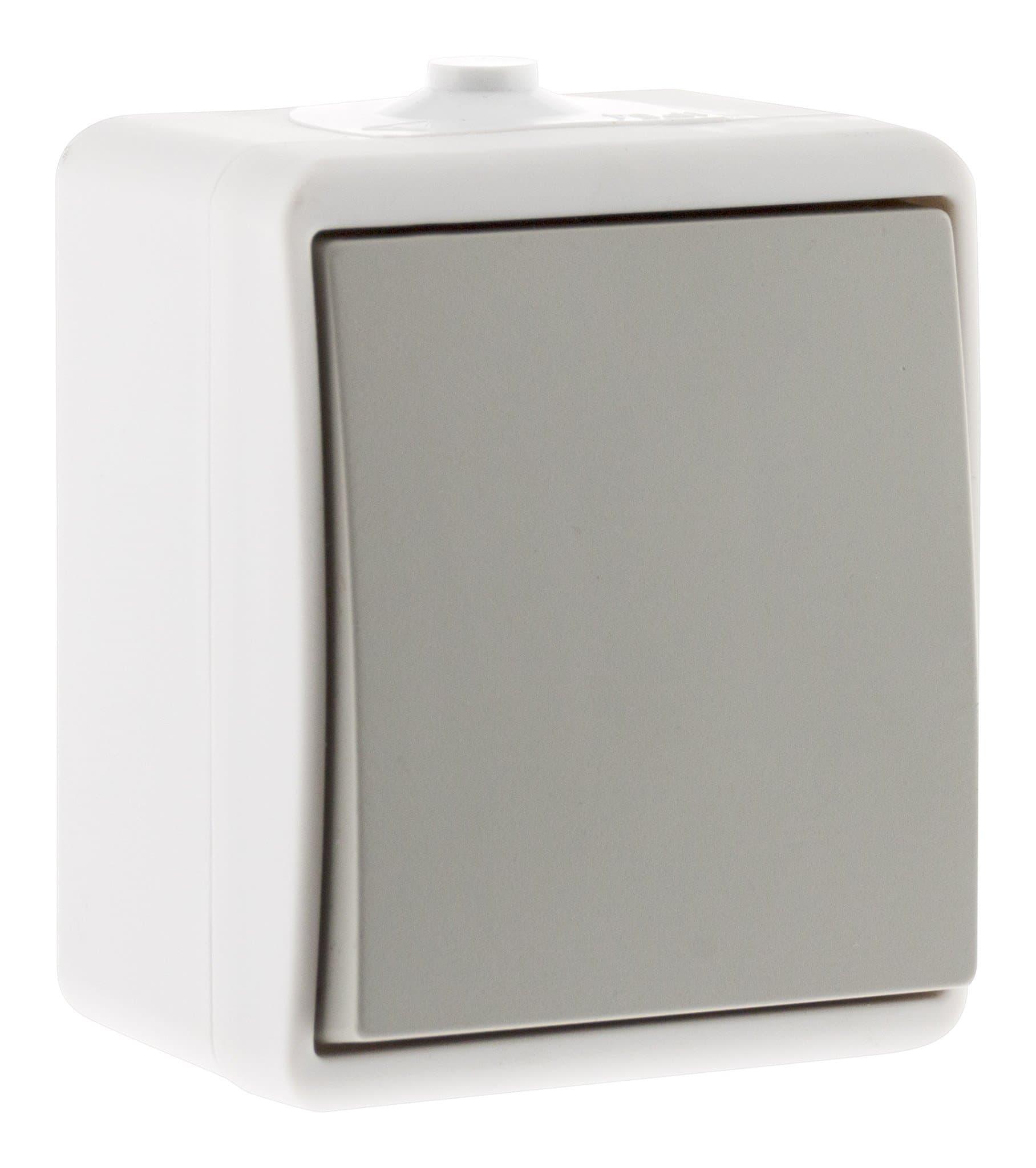 Va et vient IP54 Gris clair -Protection contre la poussière et l'eau - Idéal pour le jardin - Robustesse et facilité d'u