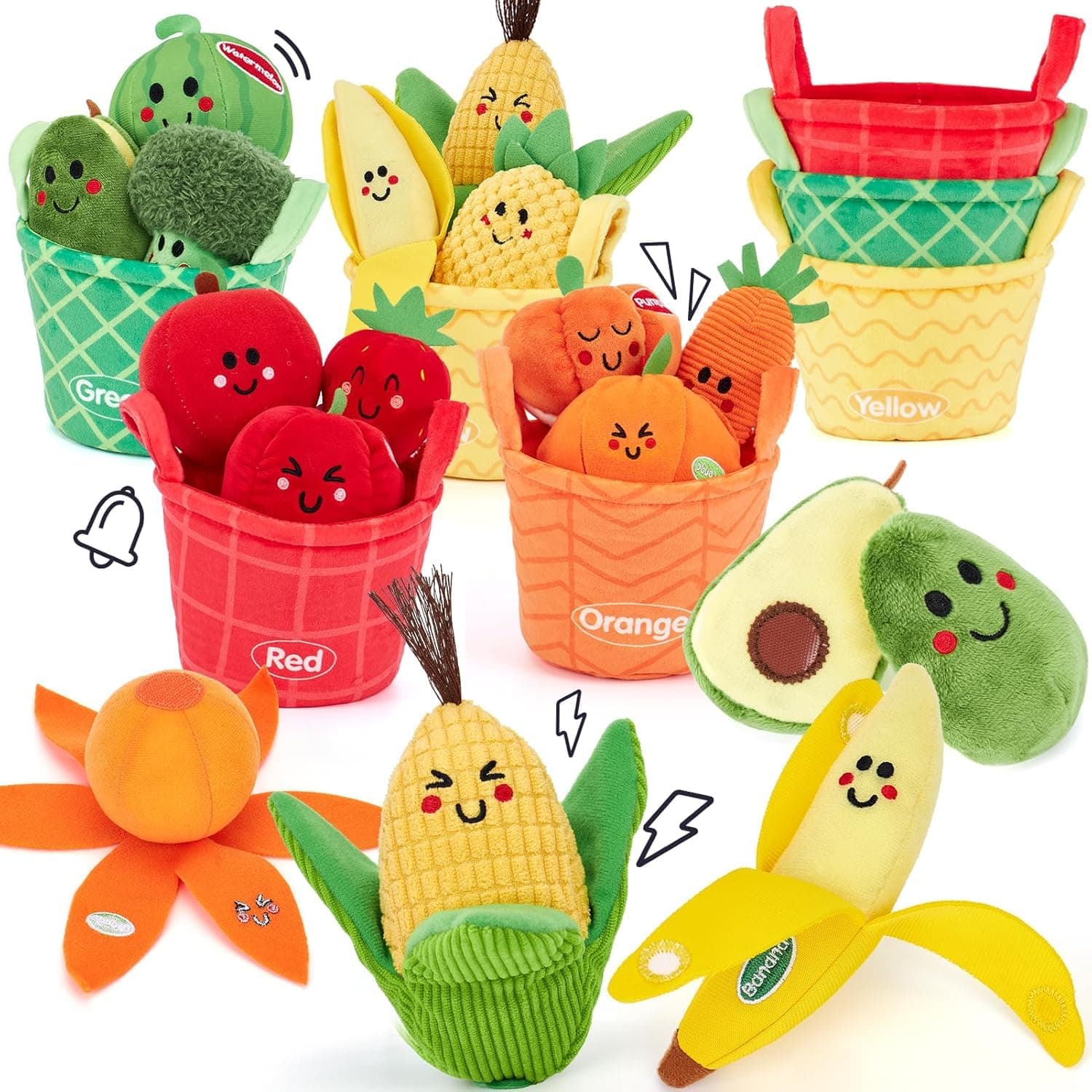 Hahaland Jouet Bebe 6 Mois Sensoral Eveil 6-12 Mois, Grande Sélection Fruits et Légumes Jouets Peluche, Cadeau Montessor