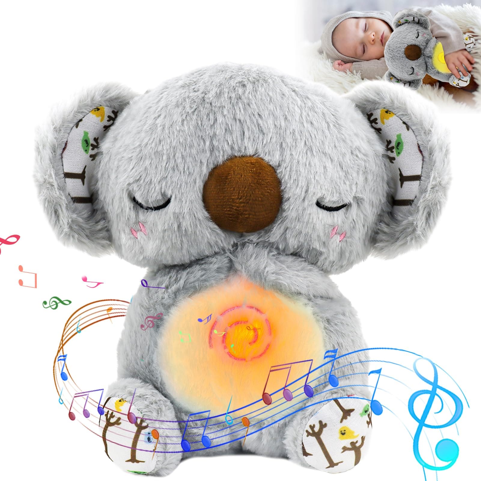 Loutre Qui Respire Ma Loutre Calin Bonne Nuit Peluche Bebé Fille avec Lumières Musicales et Battements de Coeur