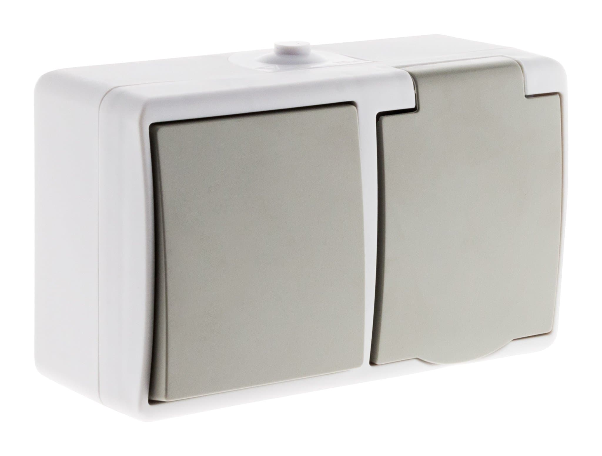 Zenitech Va et vient Prise 2P+T IP54 Gris clair pour extérieur