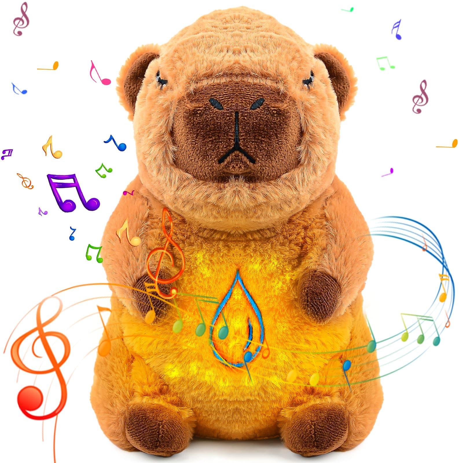 Pipihome Loutre Qui Respire, Capybara Peluche Qui Respire, Capybara Peluche Relaxant Qui Respire avec Lumières Musicales