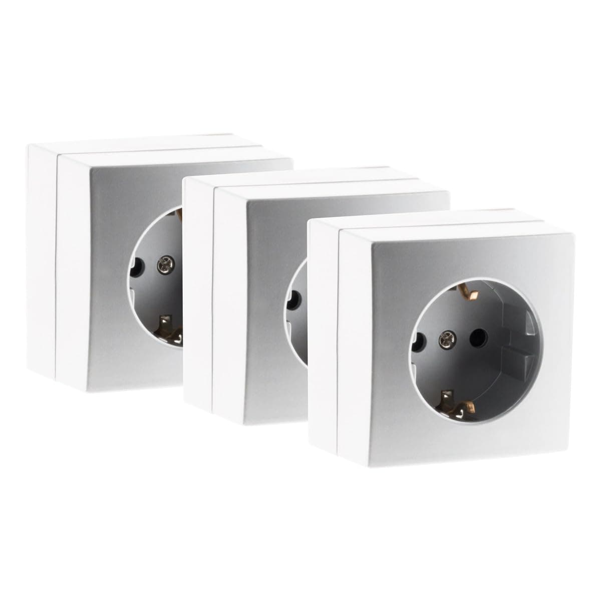 Zenitech Lot de 3 Prises Schuko Saillies 16A pour Bel'Vue - Argent