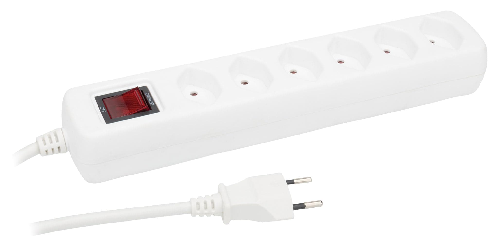 Bloc multiprise 6xT13 1.5m - Blanc - Sûr / Haute capacité - Zenitech (Suisse)
