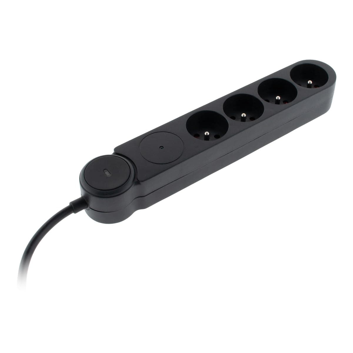 Zenitech Multiprise Parafoudre Iota 4x16A - Interrupteur - Noir
