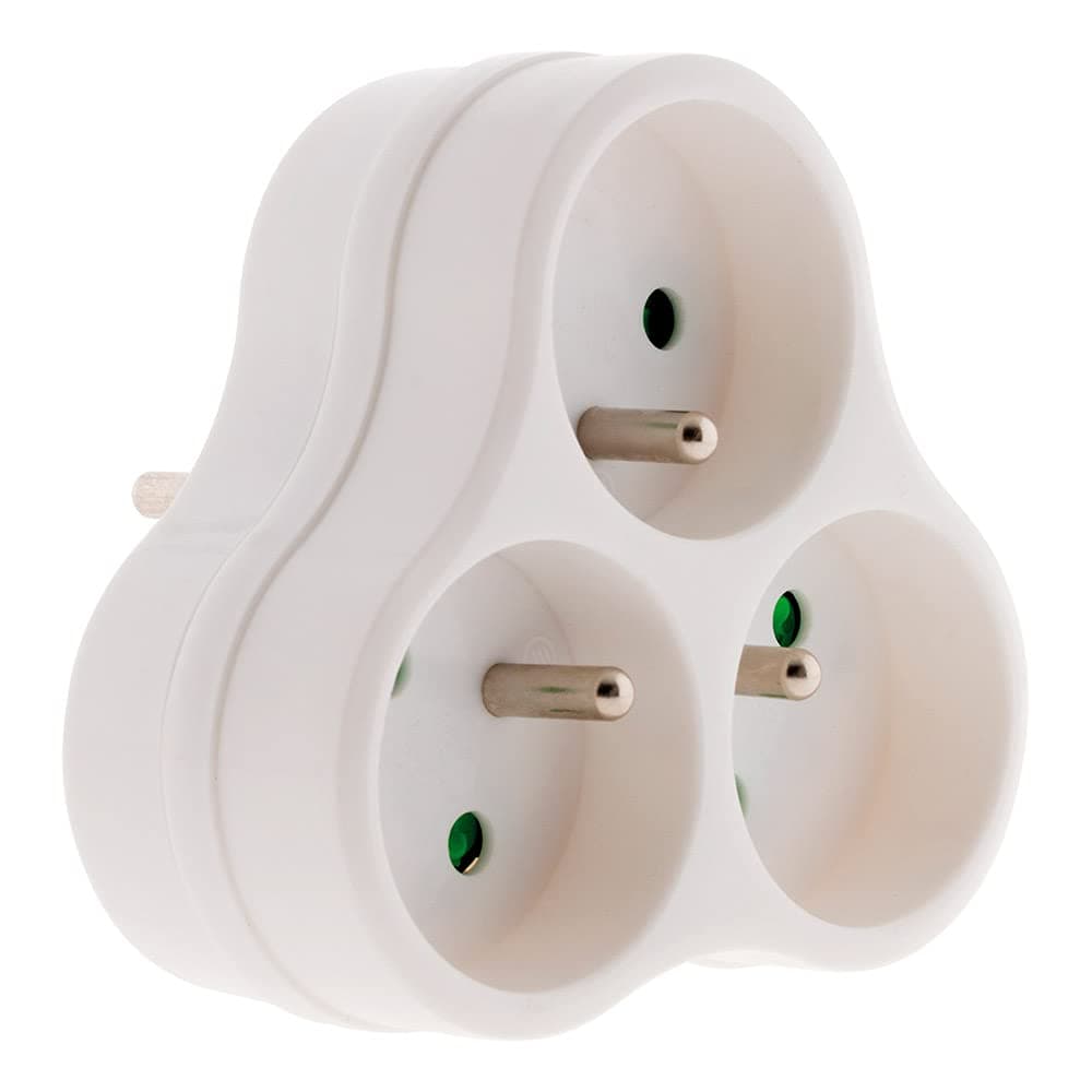 Multiprise Triplite 3x16A - Blanc - Pour Bureau - Étanche et Résistante - Puissance 3 x 16A - Modèle TP316B