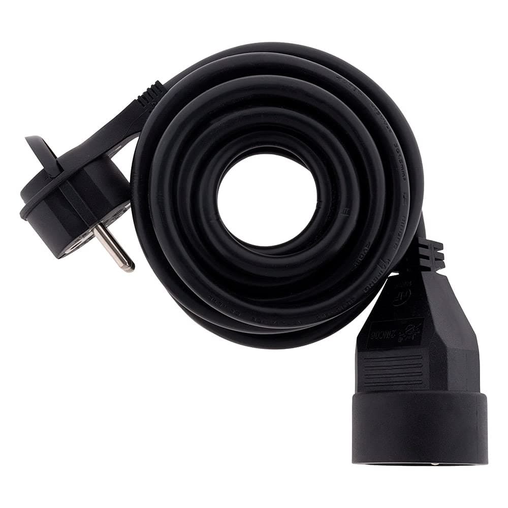 Prolongateur 16A 2P+T HO5VV-F 3G1,5mm² avec fiche extraplate Noir 3m
