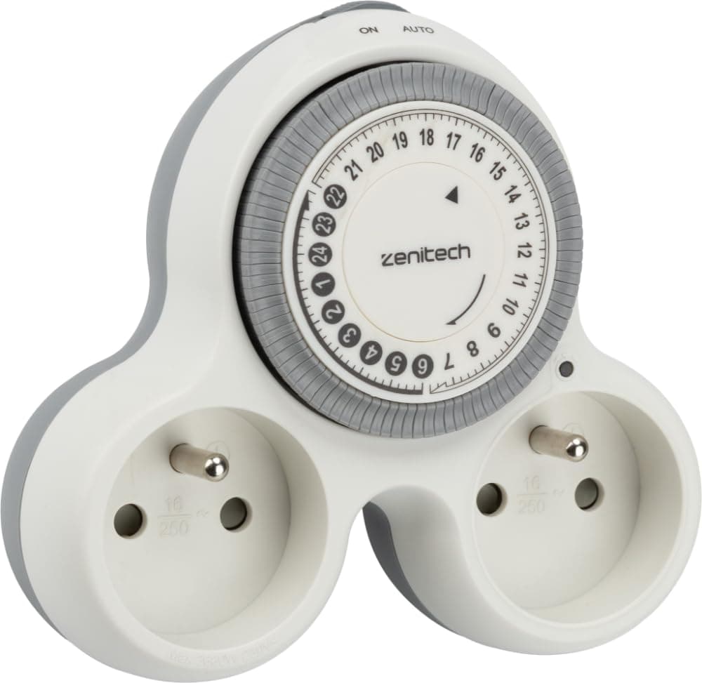 Biplite programmable 2x16A - Blanc - Zenitech - Interrupteur intelligent - Domotique - Éclairage extérieur