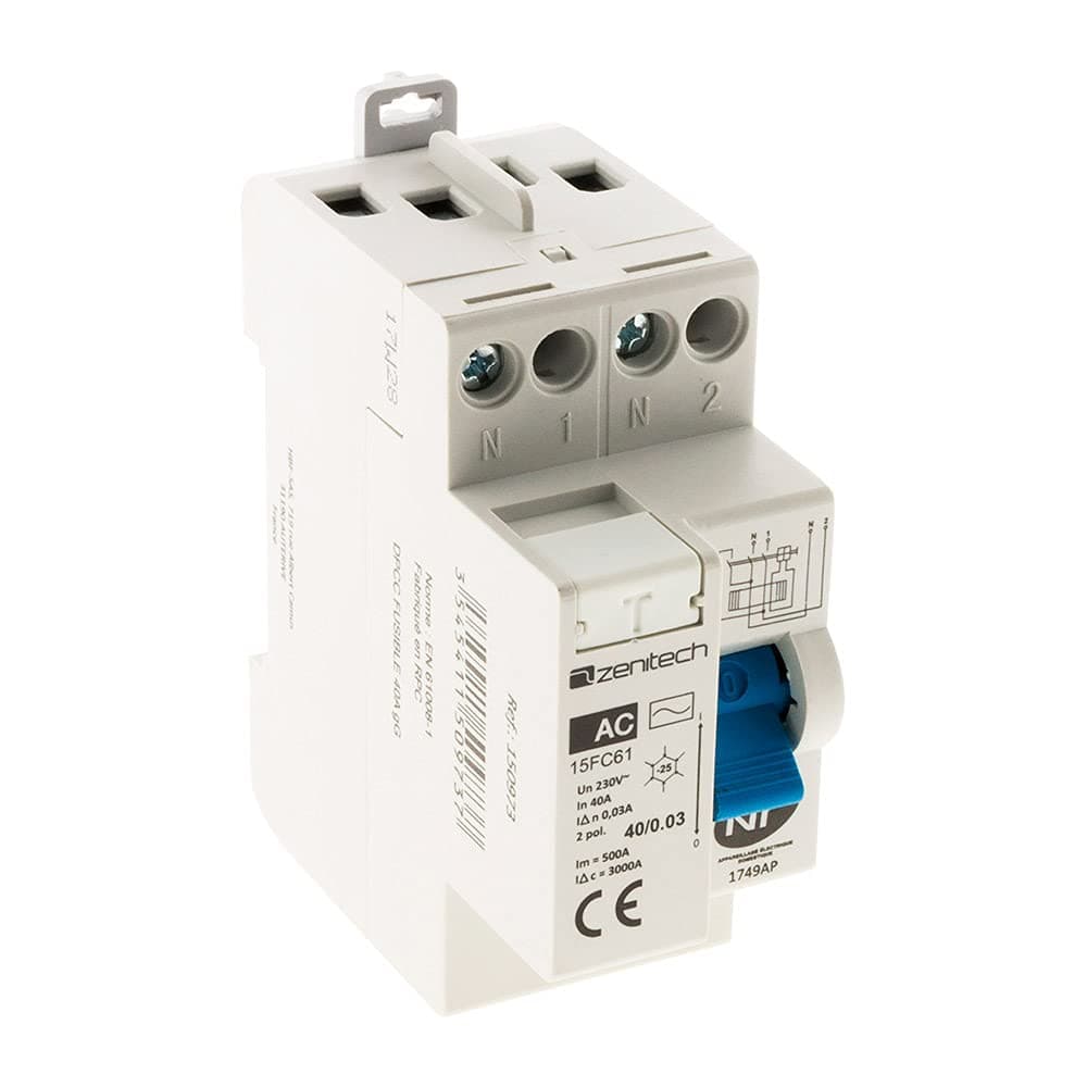 Zenitech - Interrupteur différentiel 40/2 30mA pour maison Type AC NF sécuritaire et efficace
