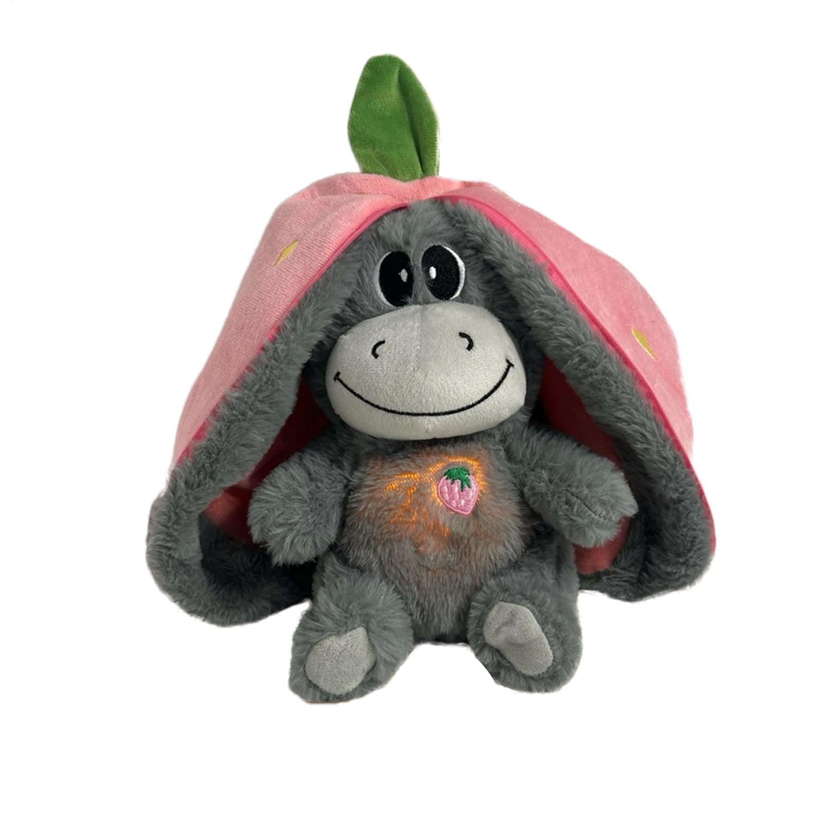Peluche Âne Respirante pour Bébé 0-5 Ans - Jouet Apaisant avec Musique Calmante et Oreiller de Sommeil En Peluche Souple