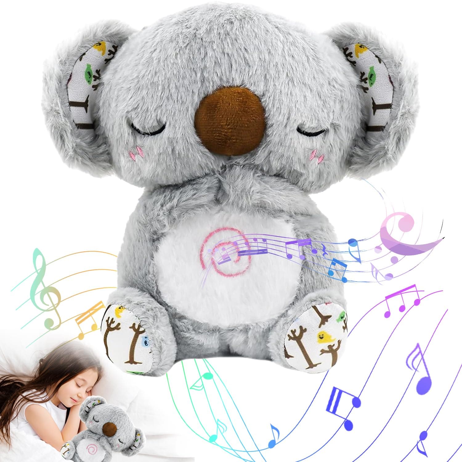 Peluche Koala Apaisant pour Nouveau-Né (M1) Soulagement de l'Anxiété et Veilleuse Bruins Qui Respirent