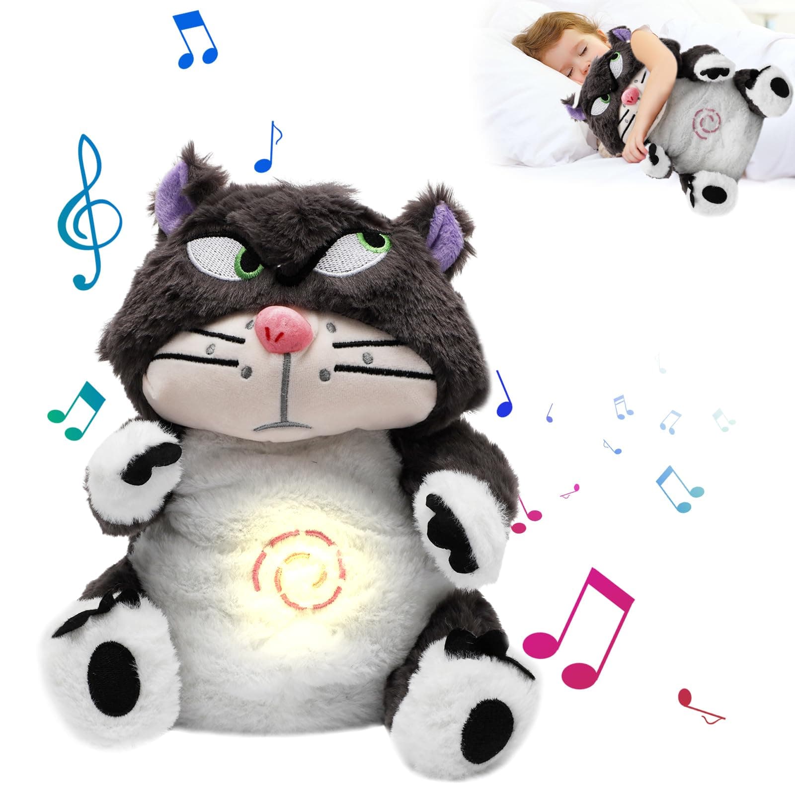 CEWROM Doudou avec Mouvement Respiratoire et Musique, Aide à l'Endormissement pour Bébé Nouveau-Né, Réduction de l'Anxié