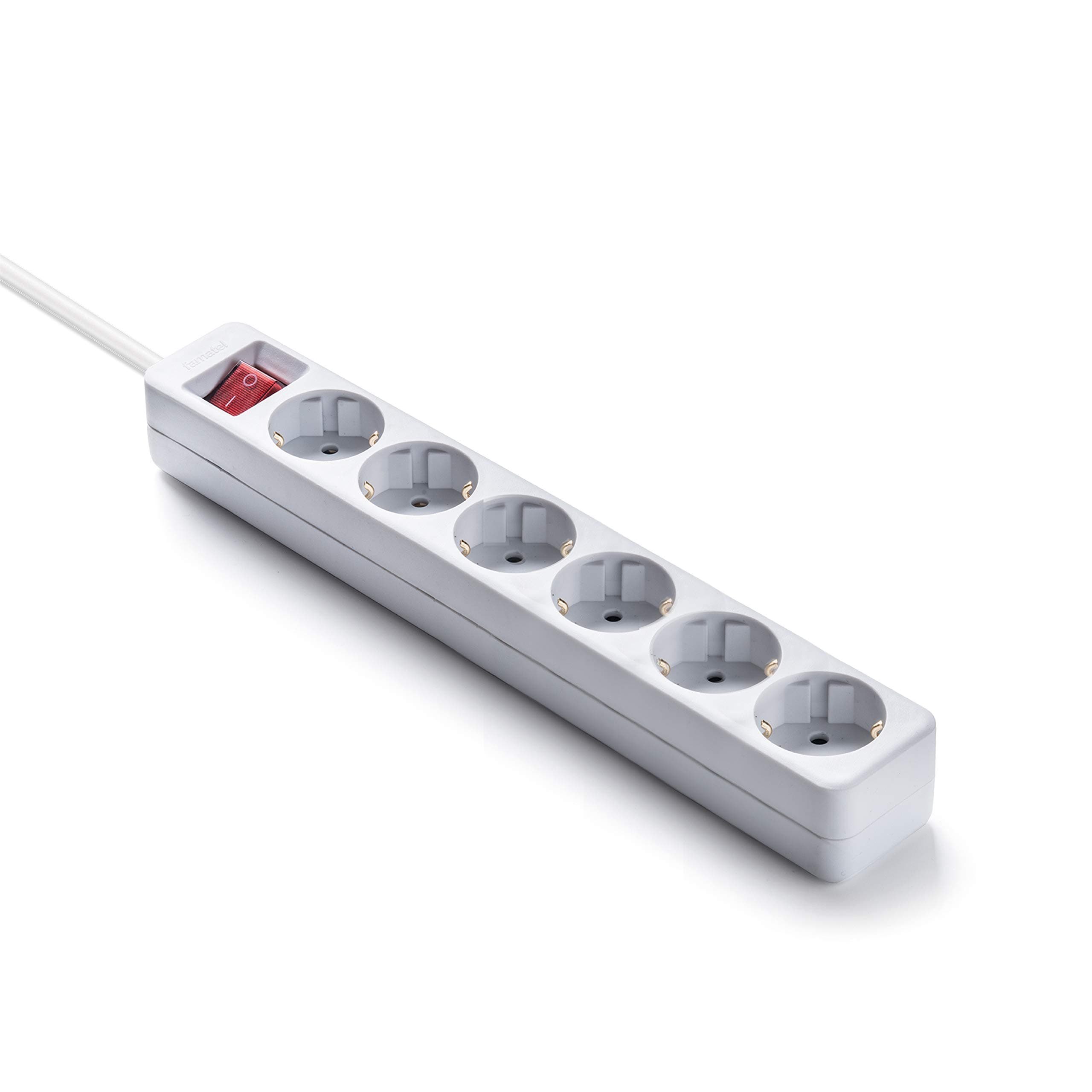 Famatel M258261 - Multi-prise TT 6 Prises avec Interrupteur - Sécurité Électrique pour Maison et Bureau - Modèle Standar