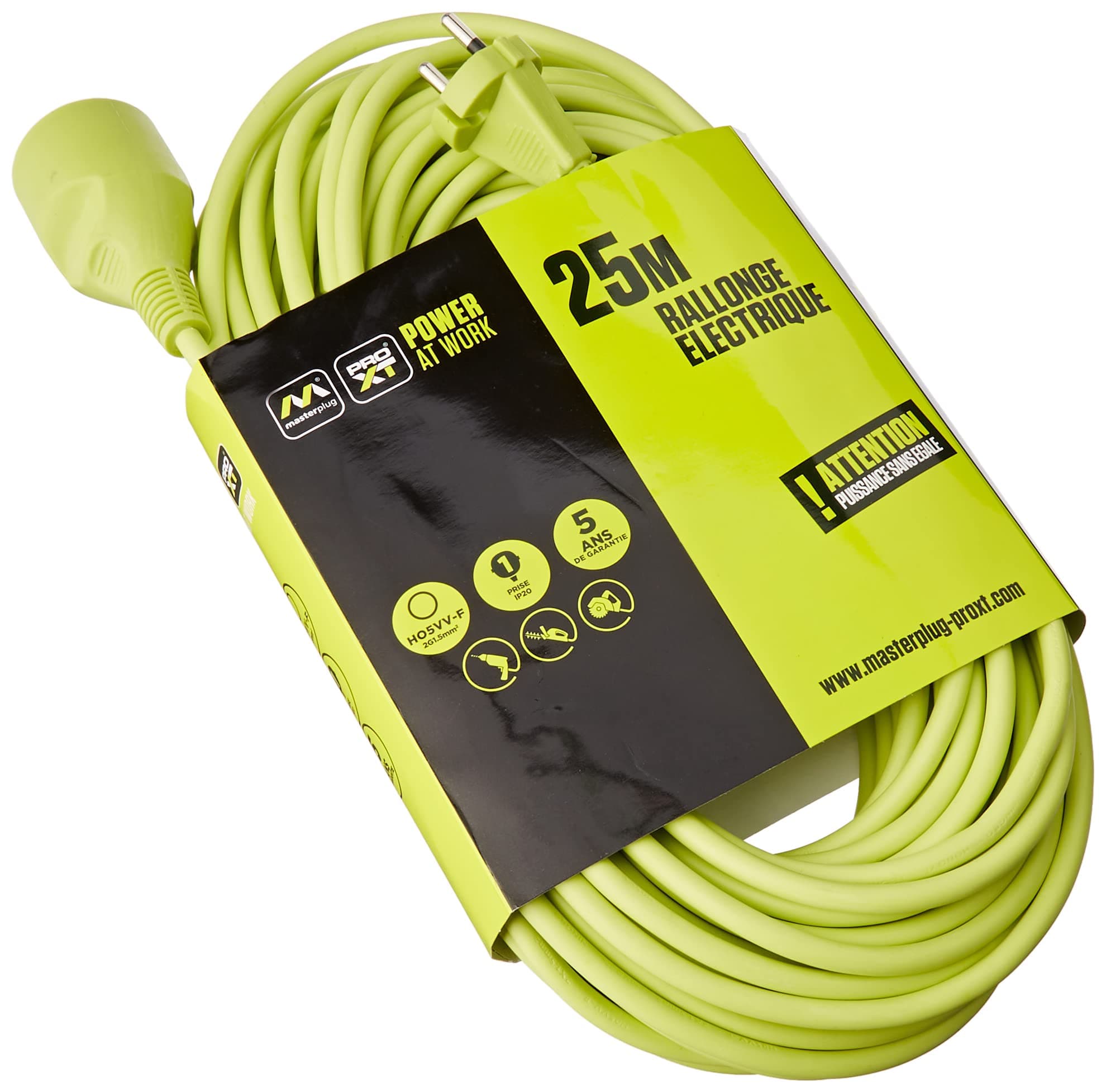 Masterplug Pro-XT 25m Rallonge Électrique IP44, Câble Résistant à l'Éclairage Extérieur pour Jardin et Chantier, 16A 300